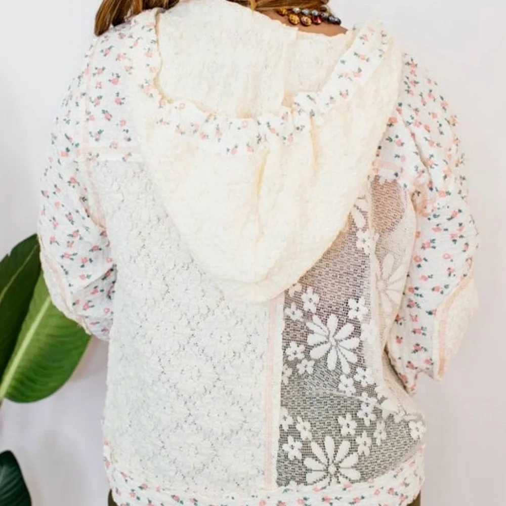 Beautiful POL Urban Bloom Floral & Lace Hoodie Jacket❤️ - Picture 16 of 16